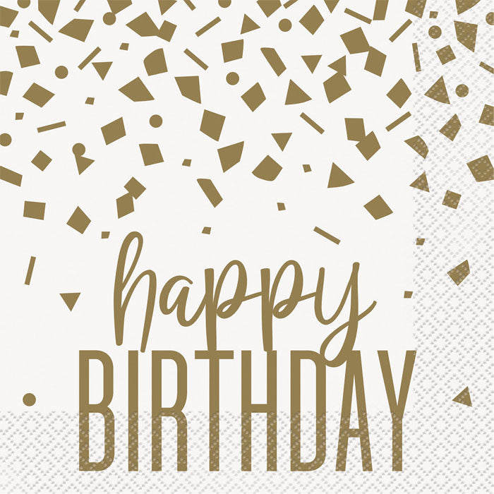 Gold Confetti "Happy Birthday" Lunch Napkin | The French Kitchen Castle Hill