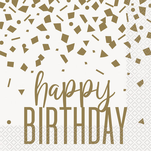 Gold Confetti "Happy Birthday" Lunch Napkin | The French Kitchen Castle Hill
