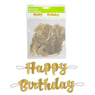 Happy Birthday Holographic Gold Script | Banner