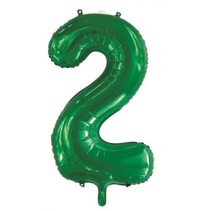 Jumbo Foil Number 2 Balloon Green 86cm | The French Kitchen Castle Hill