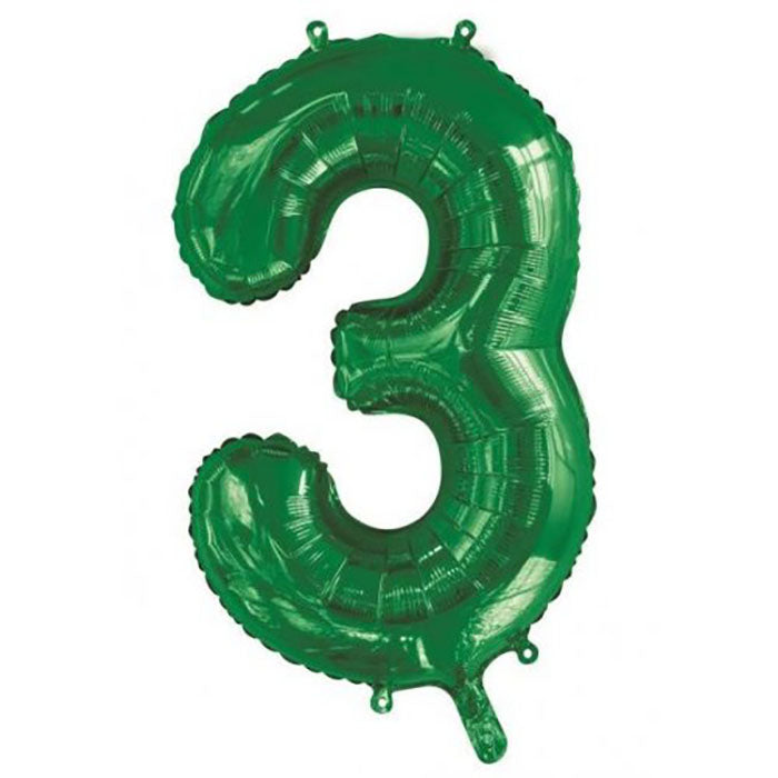 Jumbo Foil Number 3 Balloon Green 86cm | The French Kitchen Castle Hill