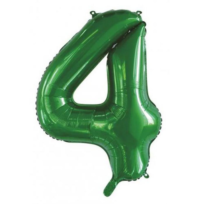 Jumbo Foil Number 4 Balloon Green 86cm | The French Kitchen Castle Hill