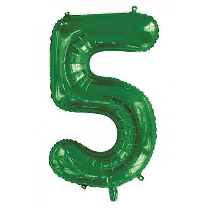 Jumbo Foil Number 5 Balloon Green 86cm | The French Kitchen Castle Hill