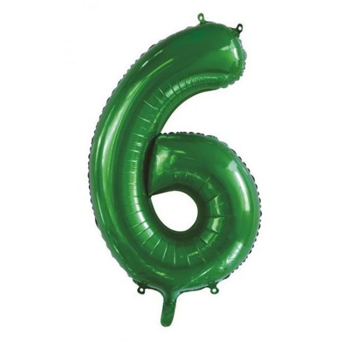 Jumbo Foil Number 6 Balloon Green 86cm | The French Kitchen Castle Hill