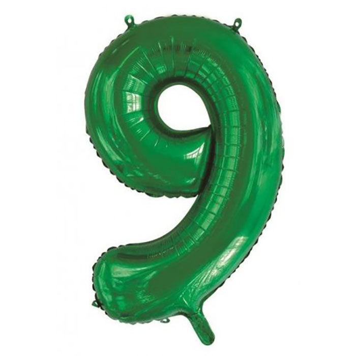 Jumbo Foil Number 9 Balloon Green 86cm | The French Kitchen Castle Hill