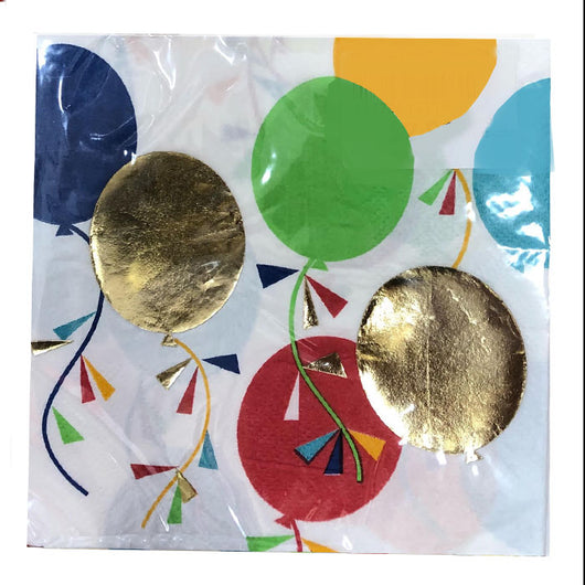 Gold Foil and Colour Balloons | Beverage Napkins