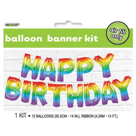 Rainbow Happy Birthday Balloon Banner Kit | The French Kitchen Castle Hill