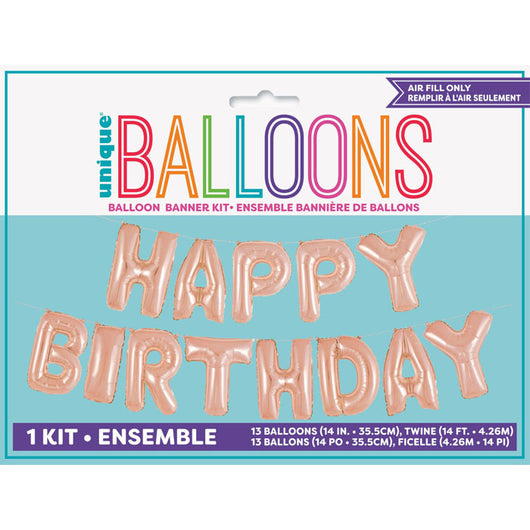 Rose Gold Happy Birthday Balloon Banner Kit | The French Kitchen Castle Hill
