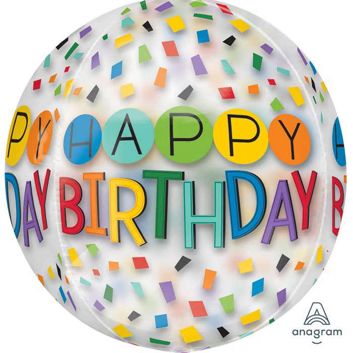 Clear Happy Birthday Foil Orbz