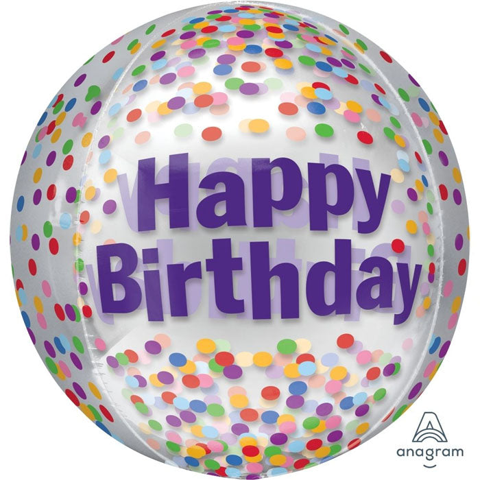 Clear Happy Birthday Foil Orbz