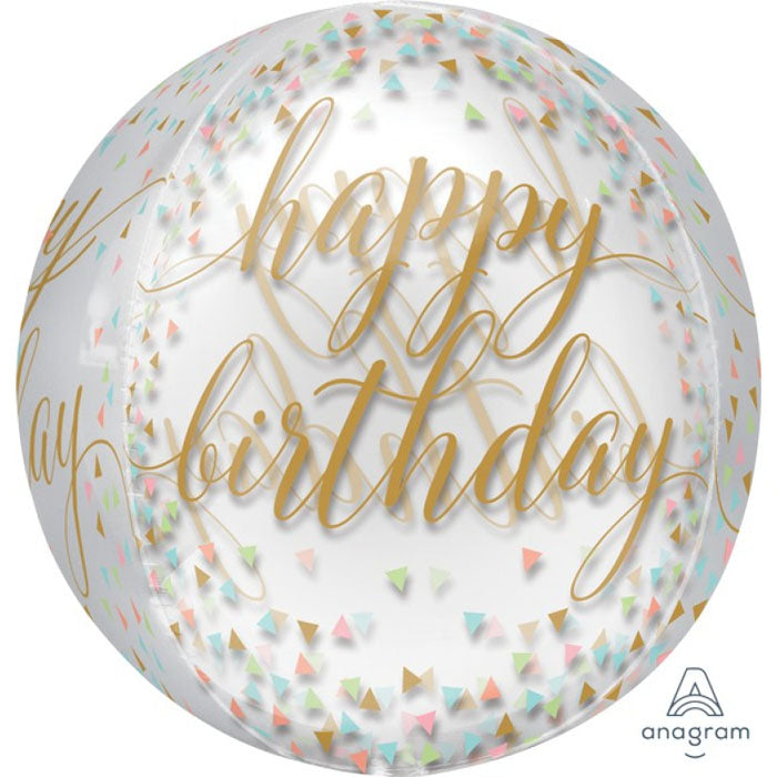 Clear Happy Birthday Foil Orbz