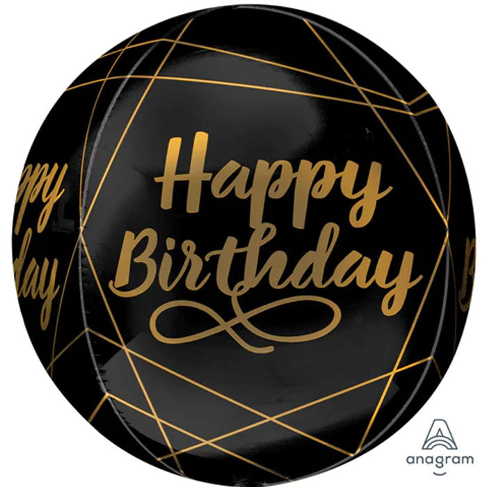 Black Happy Birthday Foil Orbz