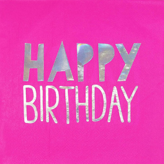 Neone Pink Happy Birthday Napkin | The French Kitchen Castle Hill