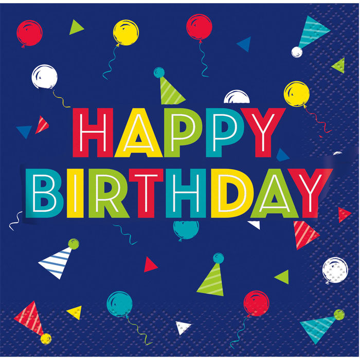 Blue Happy Birthday Lunch Napkins | The French Kitchen Castle Hill