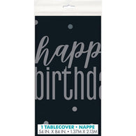Black and Silver Happy Birthday Table Cover | The French Kitchen Castle Hill