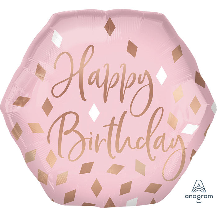 Pink "Happy Birthday" Supershape Foil Balloon