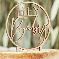 Hey Baby Wooden Cake Topper