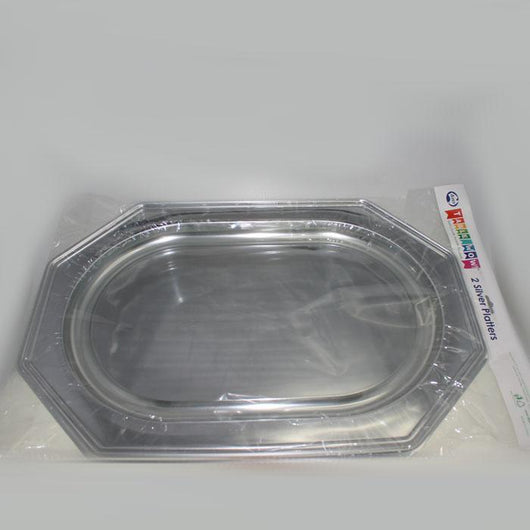 Octagonal Rectangle Silver Platter - 2 Pack