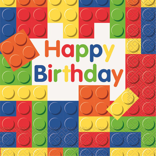 Happy Birthday Lego Lunch Napkin | The French Kitchen Castle Hill
