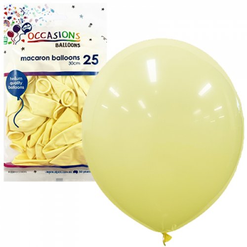 30cm Latex Balloons | Macaron Pack 25 | Lemon | Alpen | The French Kitchen Castle Hill