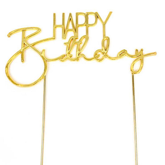 Cake Toppers Metal | Happy Birthday | Gold