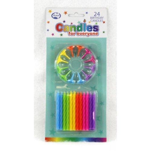 Multi-Coloured Patterned Candles | 24 Pack