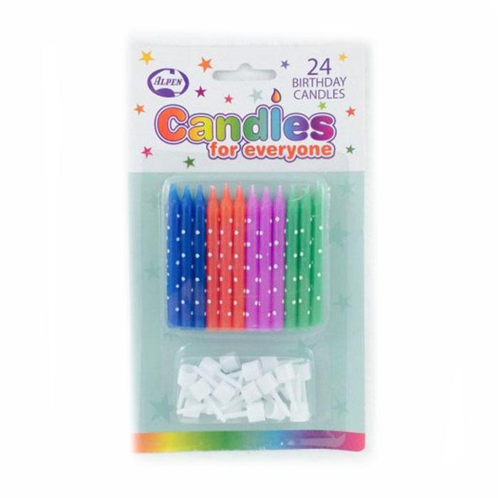 Multi-Coloured Patterned Candles | 24 Pack