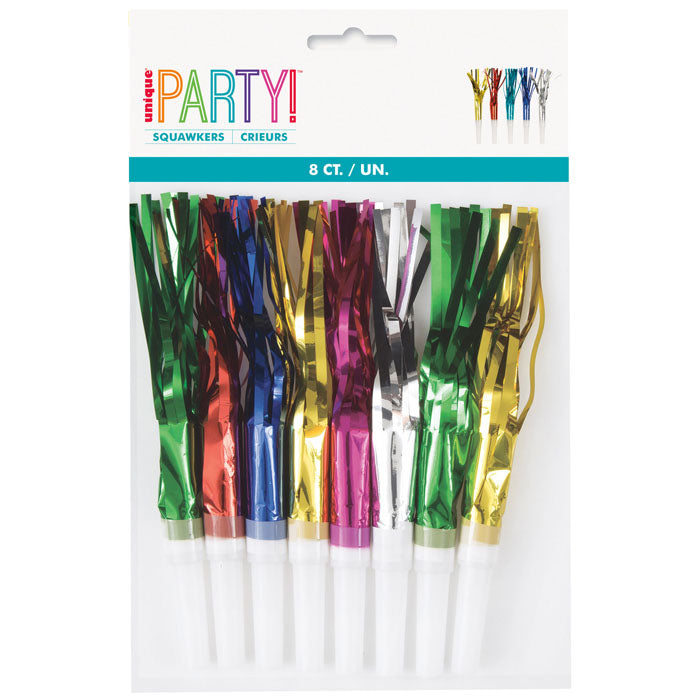 Colourful Party Blowers | 8 pack