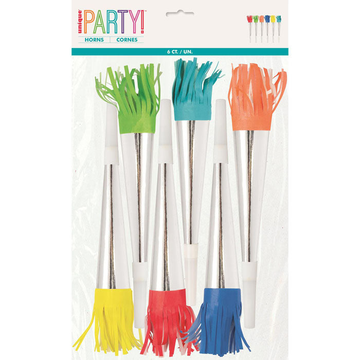 Colourful Party Horns | 6 pack