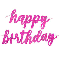 Happy Birthday Holographic Pink Script | Banner