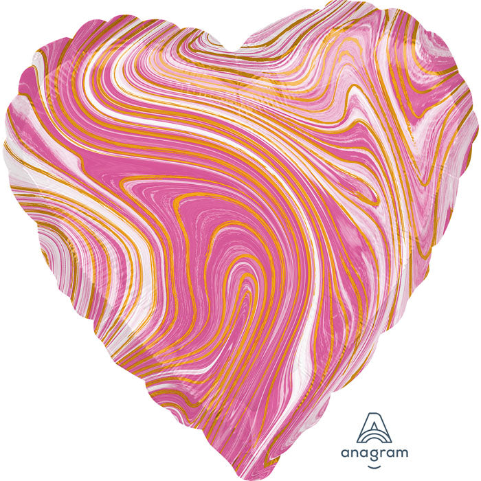 Pink Marble Heart | 18" Foil Balloon