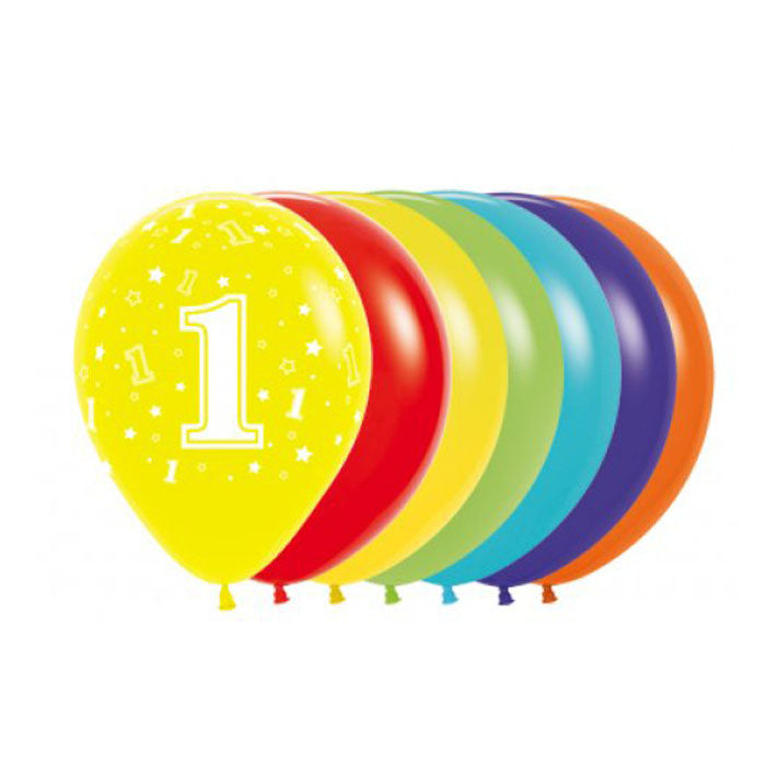 Helium Inflated 30cm Latex Balloons | Single Numbers | 1