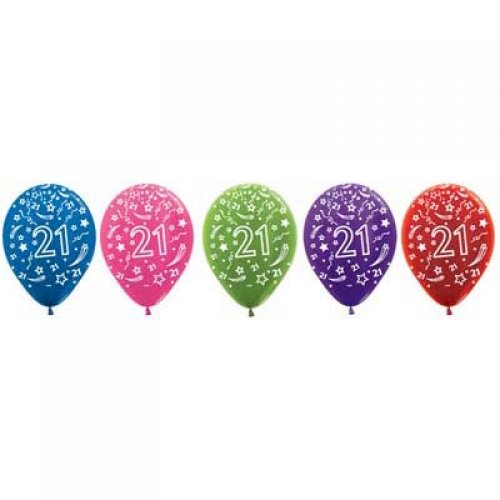 Helium Inflated 30cm Latex Balloons | Double Numbers | 21