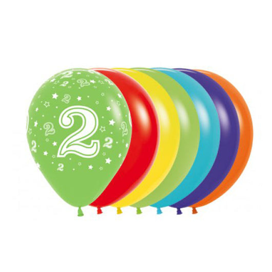 Helium Inflated 30cm Latex Balloons | Single Numbers | 2
