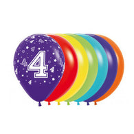 Helium Inflated 30cm Latex Balloons | Single Numbers | 4