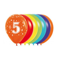 Helium Inflated 30cm Latex Balloons | Single Numbers | 5