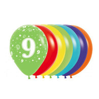 Helium Inflated 30cm Latex Balloons | Single Numbers | 9