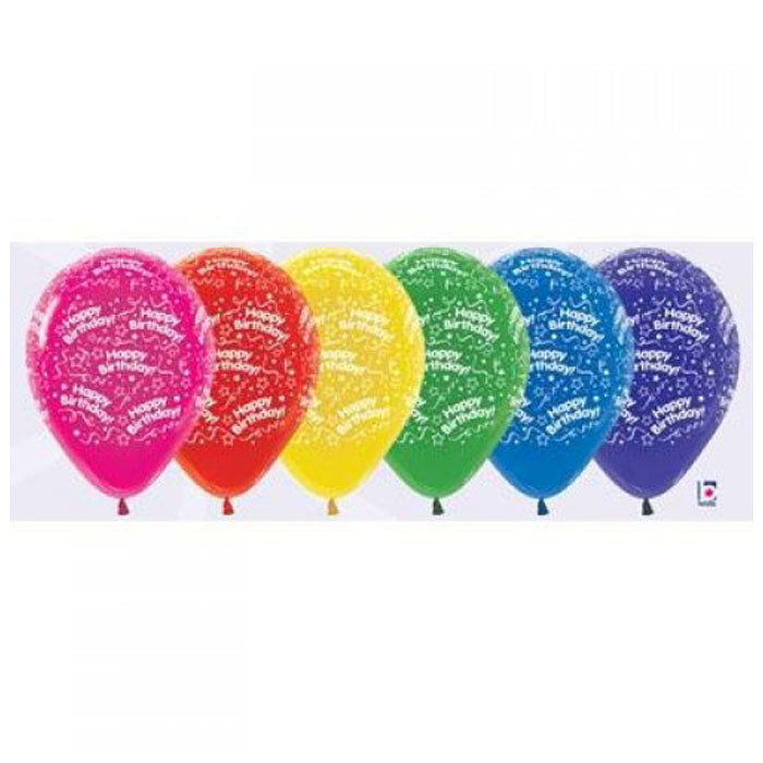 Helium Inflated 30cm Latex Balloons | Classic Happy Birthday