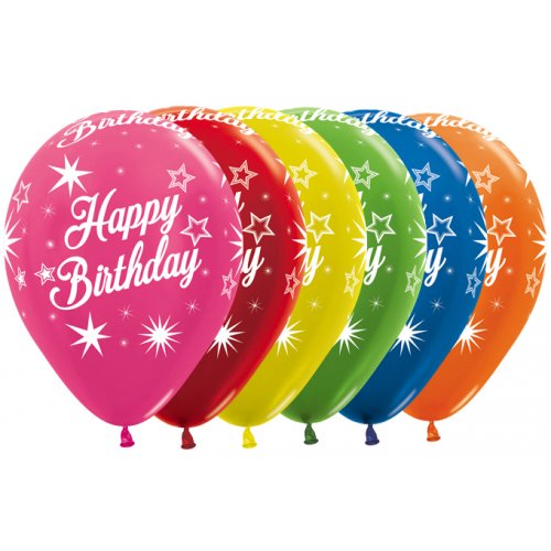 Helium Inflated 30cm Latex Balloons | Happy Birthday Bright