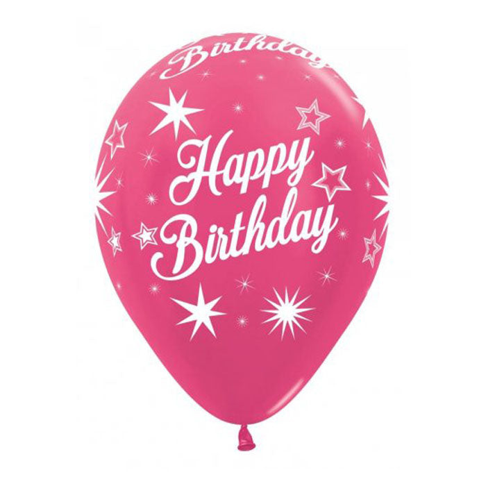 Helium Inflated 30cm Latex Balloons | Happy Birthday Bright