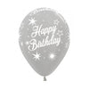Helium Inflated 30cm Latex Balloons | Happy Birthday Metallic