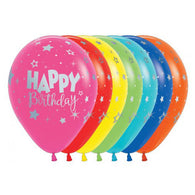 Helium Inflated 30cm Latex Balloons | Happy Birthday Bold Silver