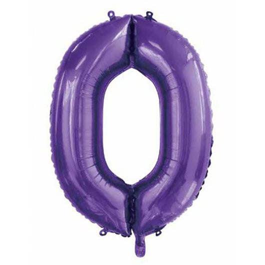 Jumbo Foil Number 0 Balloon | Purple 86cm | The French Kitchen Castle Hill