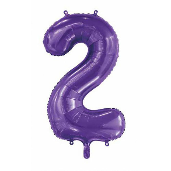 Jumbo Foil Number 2 Balloon | Purple 86cm | The French Kitchen Castle Hill
