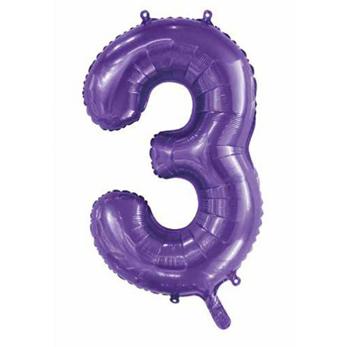 Jumbo Foil Number 3 Balloon | Purple 86cm | The French Kitchen Castle Hill