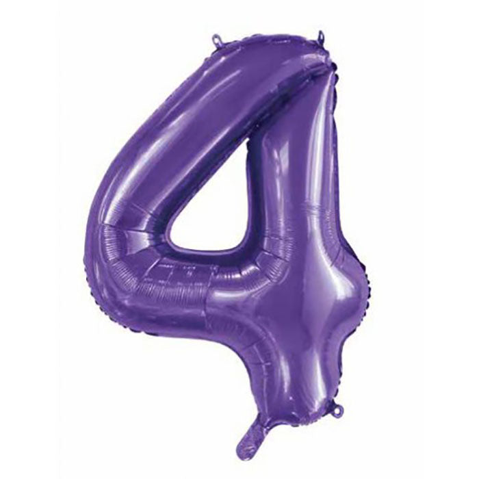 Jumbo Foil Number 4 Balloon | Purple 86cm | The French Kitchen Castle Hill