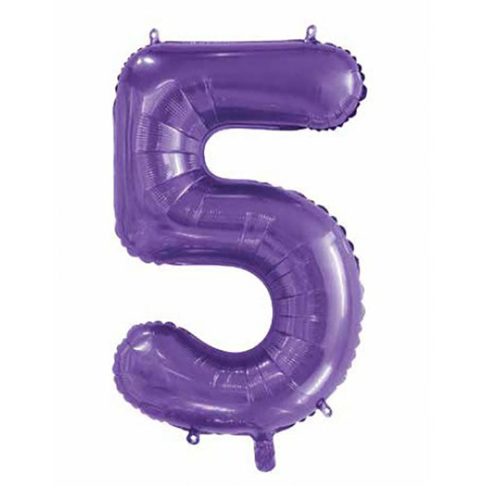 Jumbo Foil Number 5 Balloon | Purple 86cm | The French Kitchen Castle Hill