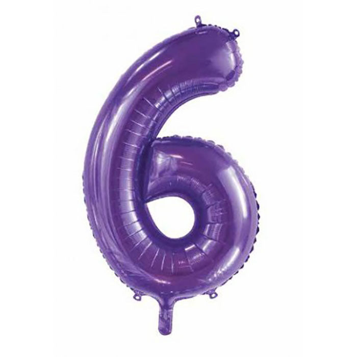 Jumbo Foil Number 6 Balloon | Purple 86cm | The French Kitchen Castle Hill