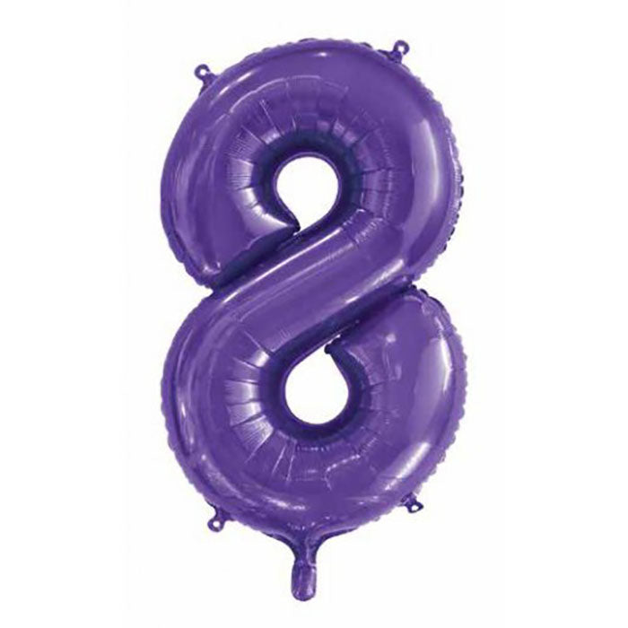 Jumbo Foil Number 8 Balloon | Purple 86cm | The French Kitchen Castle Hill