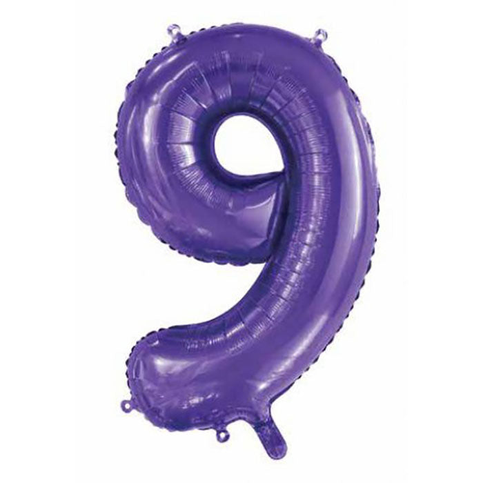 Jumbo Foil Number 9 Balloon | Purple 86cm | The French Kitchen Castle Hill